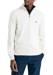 Nautica Mens Navtech Quarter-Zip Sweater Large Oatmeal Heather Beige