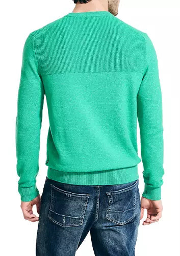 Nautica Mens Sustainably Crafted Textured Crew Neck Sweater Green Medium