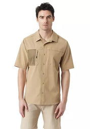 BASS OUTDOOR Mens Explorer Short Sleeve Button Shirt XL Brown