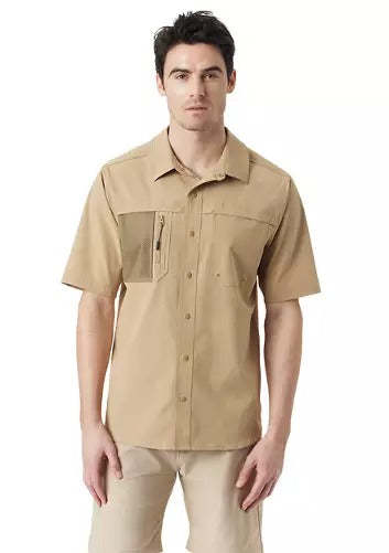 BASS OUTDOOR Mens Explorer Short Sleeve Button Shirt XL Brown
