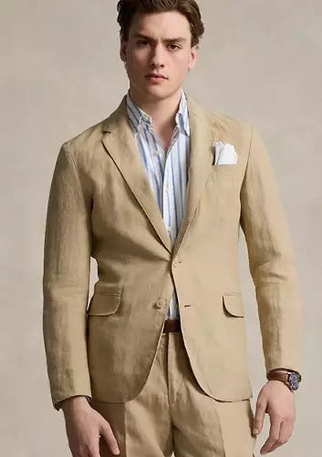 Polo Ralph Lauren Mens Modern fit Suit Jacket Blazer 44 L Beige Solid