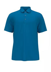 Pga Tour Men's Airflux Solid Mesh Short Sleeve Golf Polo Shirt Large Blue