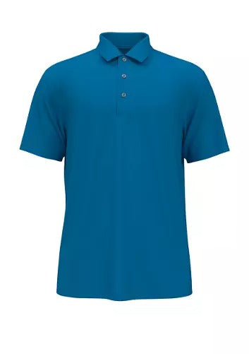 Pga Tour Men's Airflux Solid Mesh Short Sleeve Golf Polo Shirt Large Blue