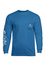 Salt Life Long Sleeve Skull and Pole Graphic T-Shirt Small Blue