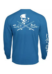 Salt Life Long Sleeve Skull and Pole Graphic T-Shirt Small Blue