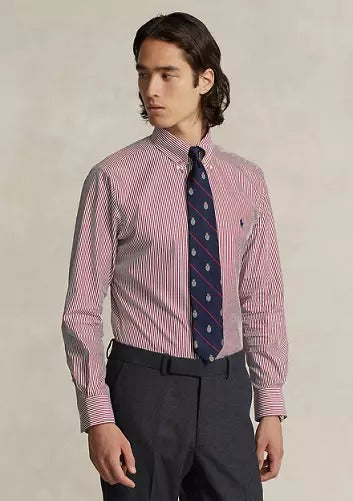 Polo Ralph Lauren Mens Classic fit Dress Shirt XL 17 in 34-35 Red Striped