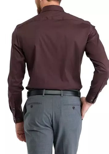 Van Heusen Mens Regular fit Dress Shirt Medium 15-15.5 32-33 Brown Solid