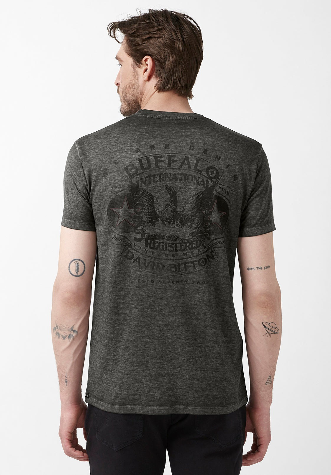 BUFFALO DAVID BITTON Men's Tamen Short-Sleeve T Shirt XL Charcoal Grey