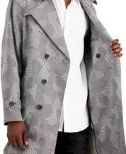 INC INTERNATIONAL CONCEPTS Men's Classic-Fit Houndstooth Plaid Trench Coat Black Grey Combo Large