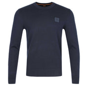 BOSS by Hugo Boss Men's Logo Crew-Neck Sweater Large Navy Blue