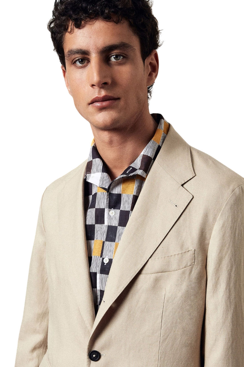 Massimo Alba Men Sloop Regular Fit Wool Linen Suit Jacket IT 50R US 40R Tan