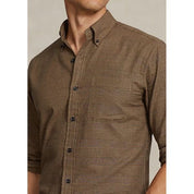 Polo Ralph Lauren Mens Twill Plaid Custom Fit Button Down Shirt Brown 2XL