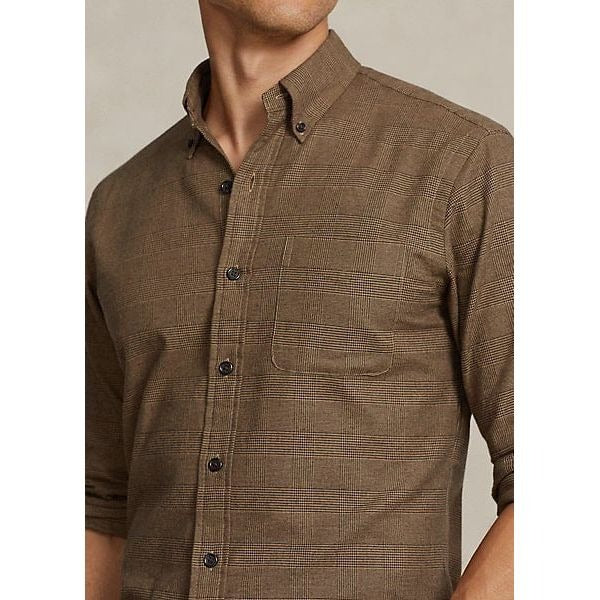 Polo Ralph Lauren Mens Twill Plaid Custom Fit Button Down Shirt Brown 2XL