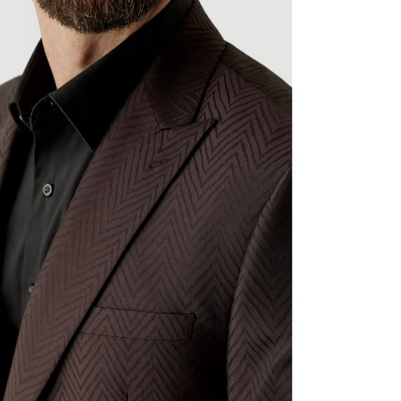 Karl Lagerfeld Mens Modern fit Sport Coat Blazer 40 L Burgundy Red Herringbone