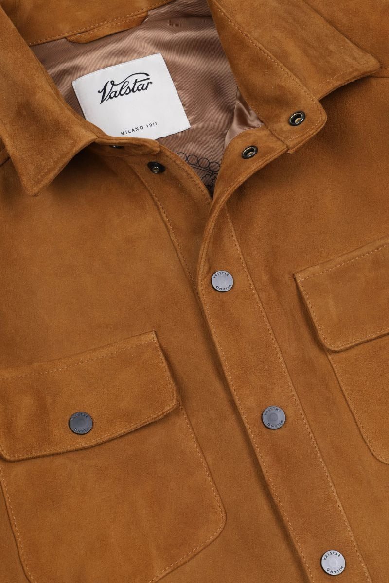 Valstar Mens Overshirt Jacket EU 54 US 44 Super Soft Suede Leather Amber Brown