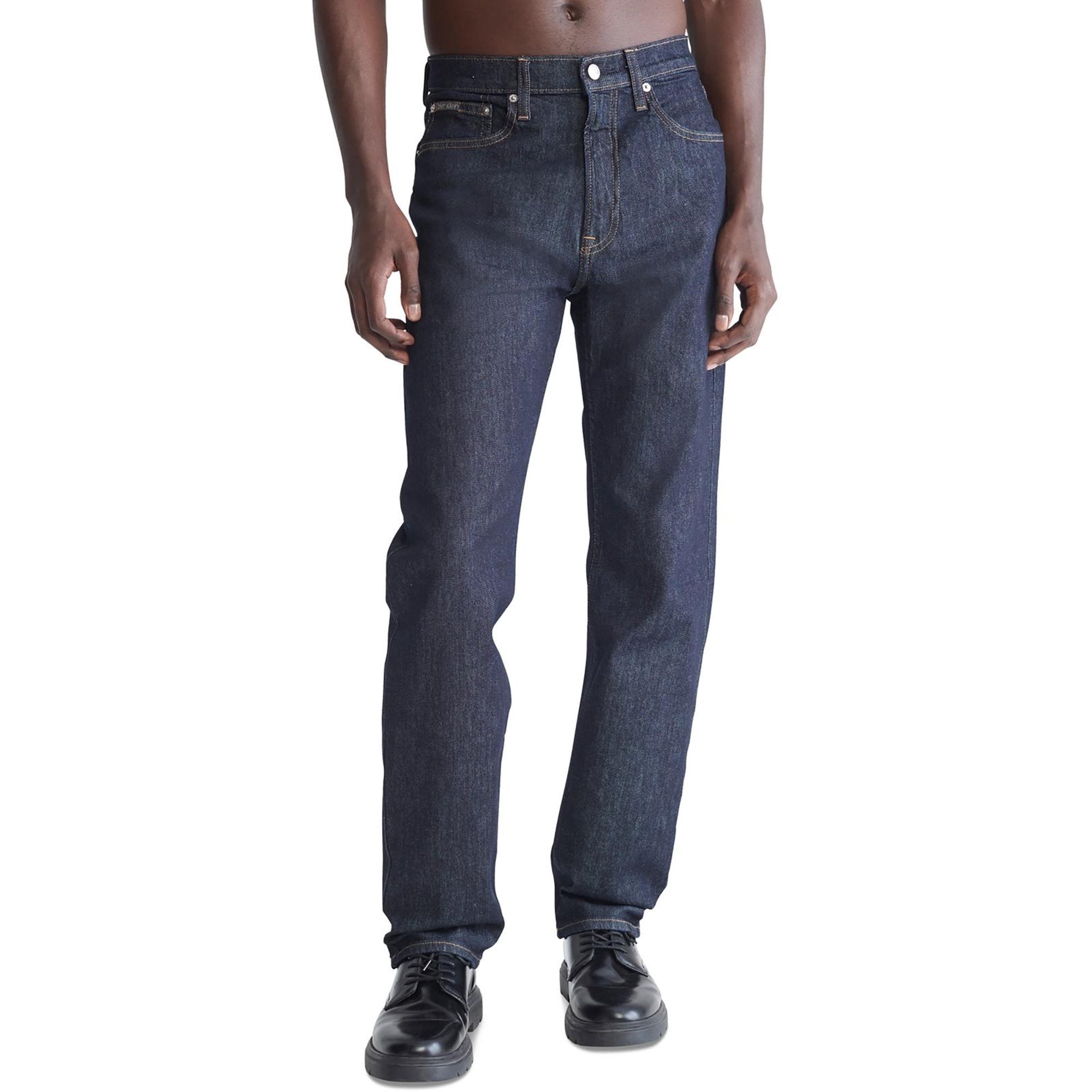 Calvin Klein Men's Standard Straight Fit Stretch Jeans Blue Rinse 32 x 30