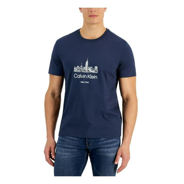 Calvin Klein Men's Cotton Monogram Graphic Tee Navy Medium