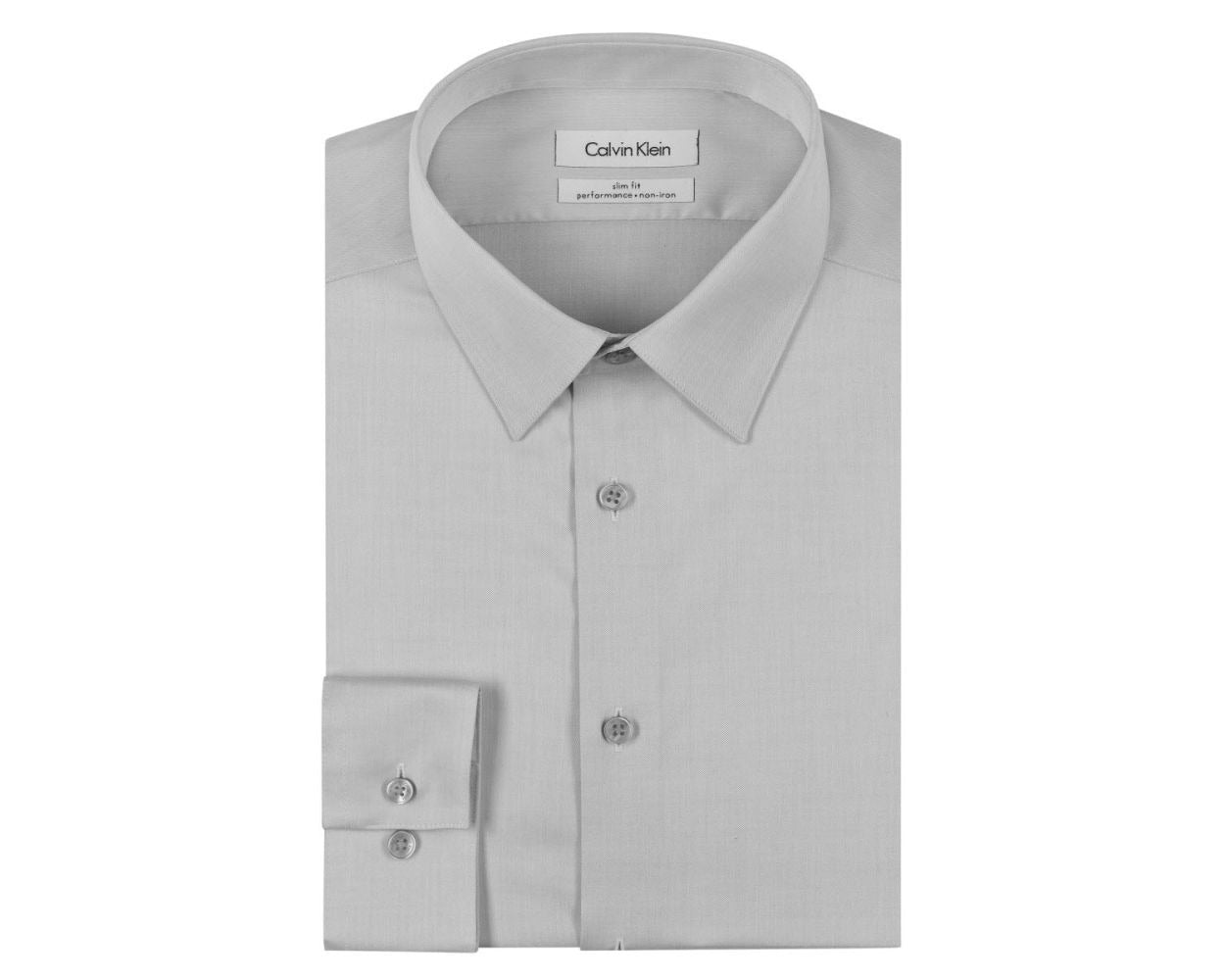 CALVIN KLEIN Men's Steel Slim-Fit Stain Shield Dress Shirt 16 34 / 35 Smoke Grey