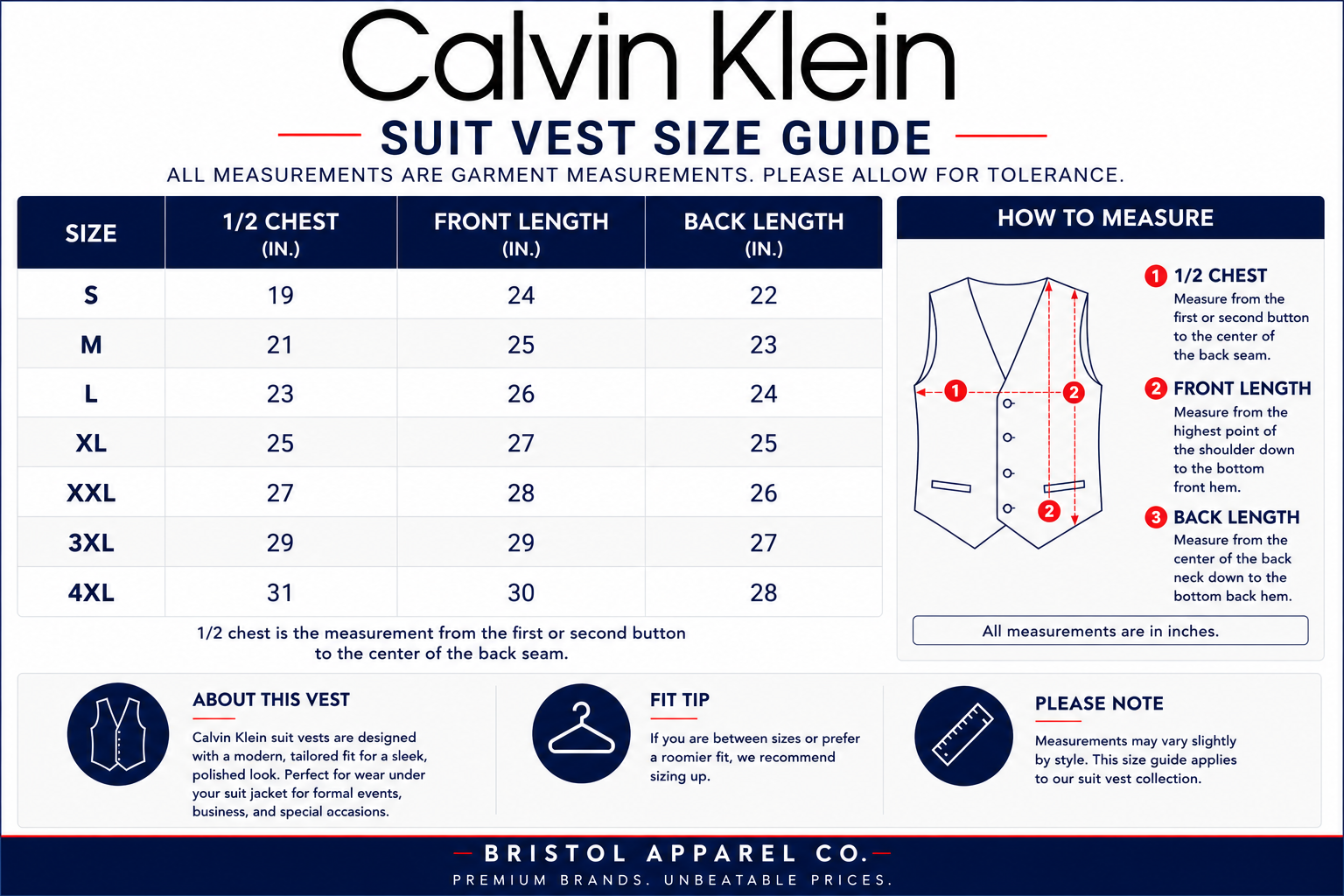 Calvin Klein Mens Slim fit Wool Suit Vest Medium Blue Solid