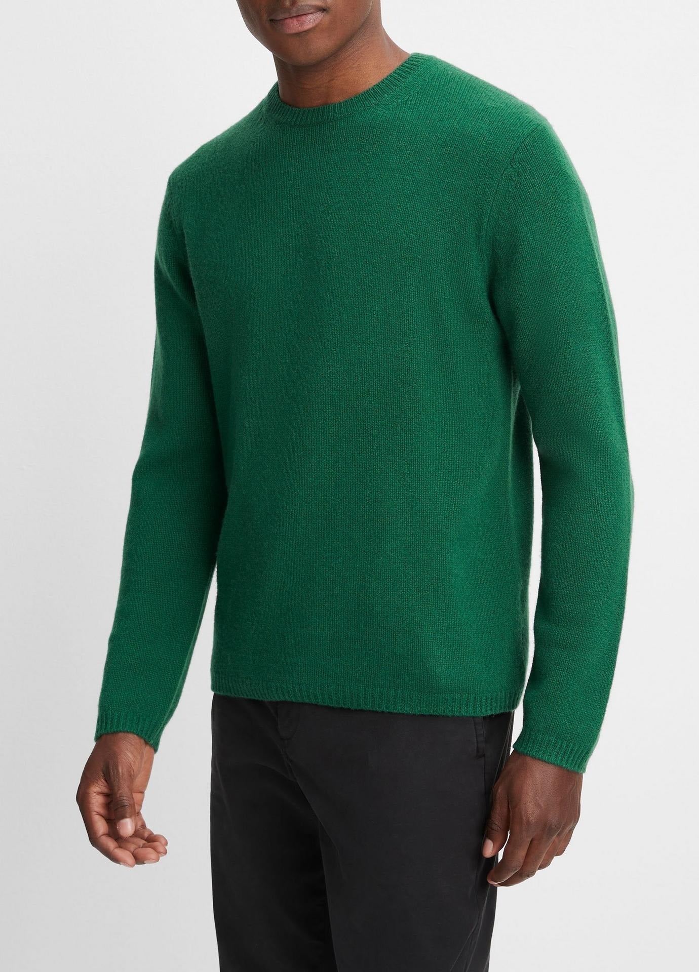 Vince Mens Classic fit Long Sleeve Crewneck Sweater Medium Crew Neck Green Solid
