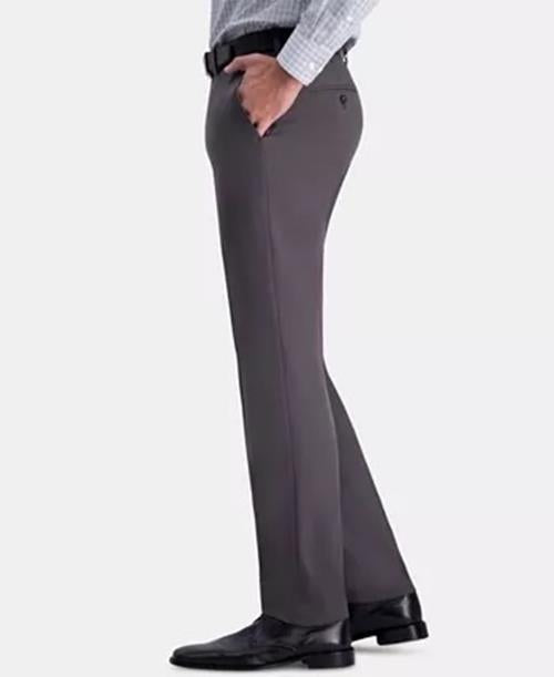 Haggar Mens Slim fit Dress Pants 30 / 32 Grey Solid Stretch