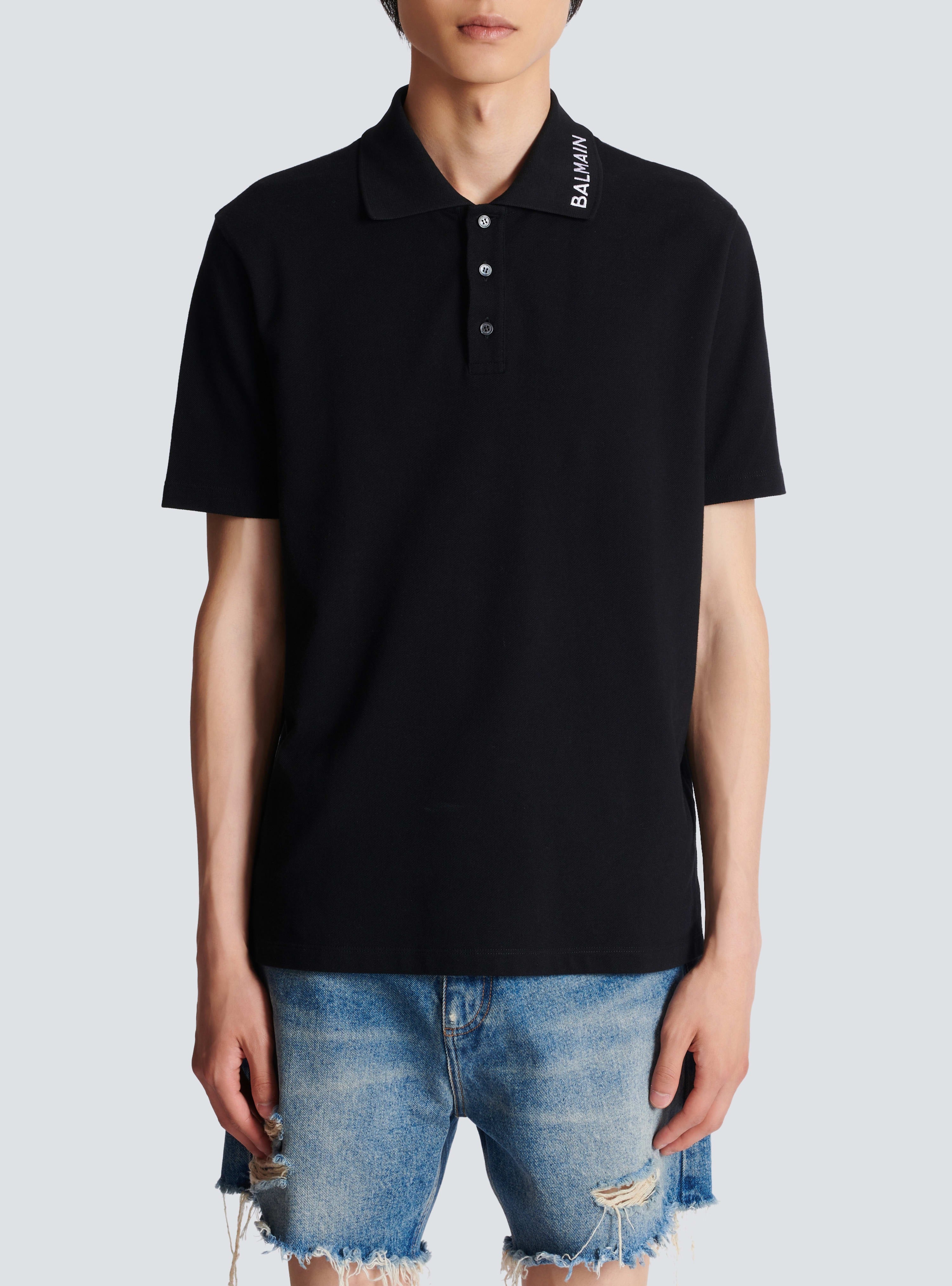Balmain Mens Regular fit Short Sleeve Polo Shirt XXL Black Solid