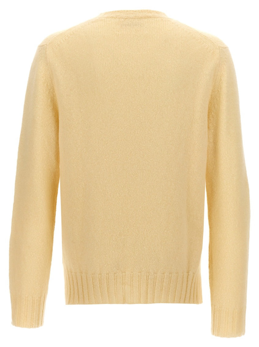 Jil Sander Mens Regular fit Long Sleeve Crewneck Sweater 48 IT Yellow Solid
