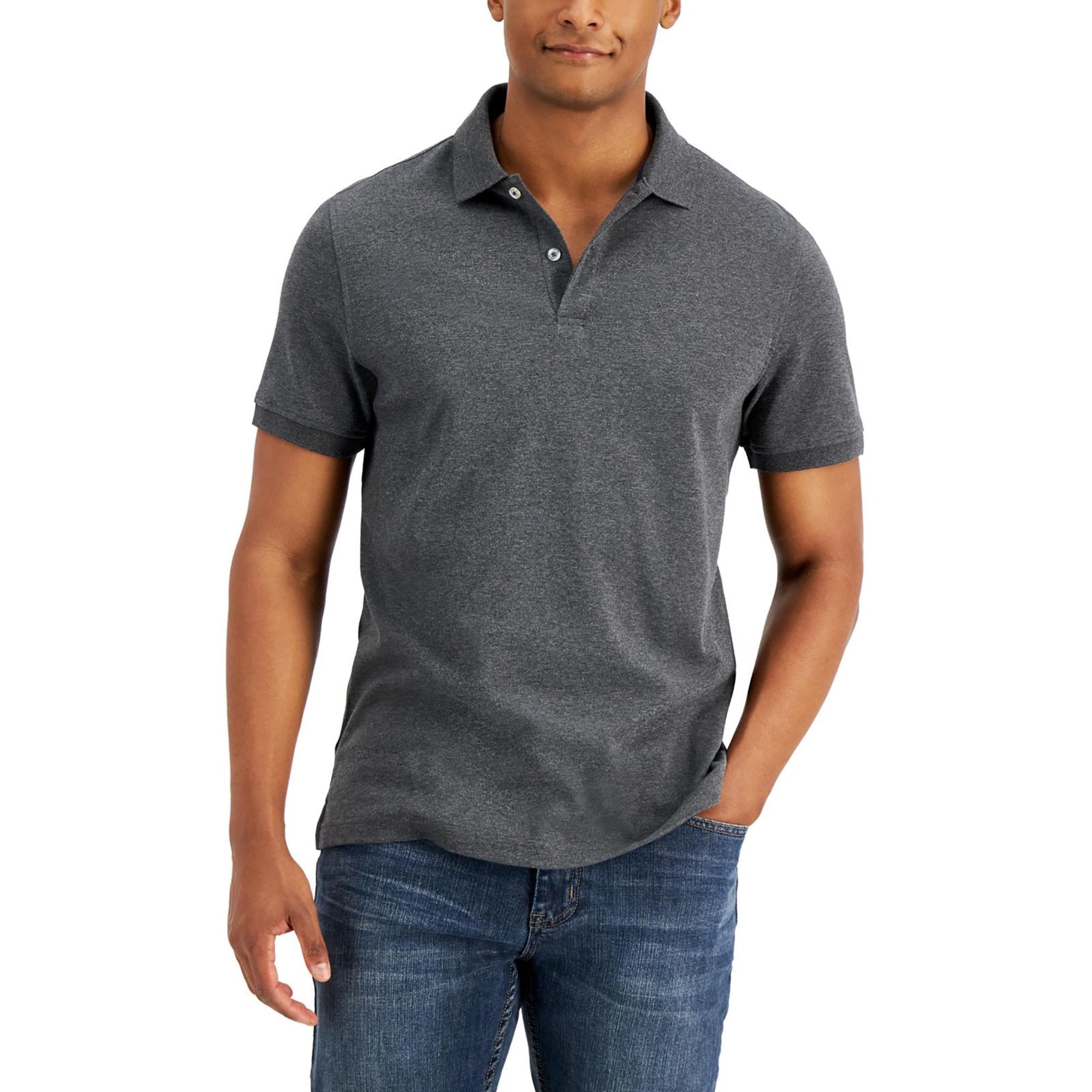 Club Room Mens Heather Polo Shirt Charcoal Grey XL