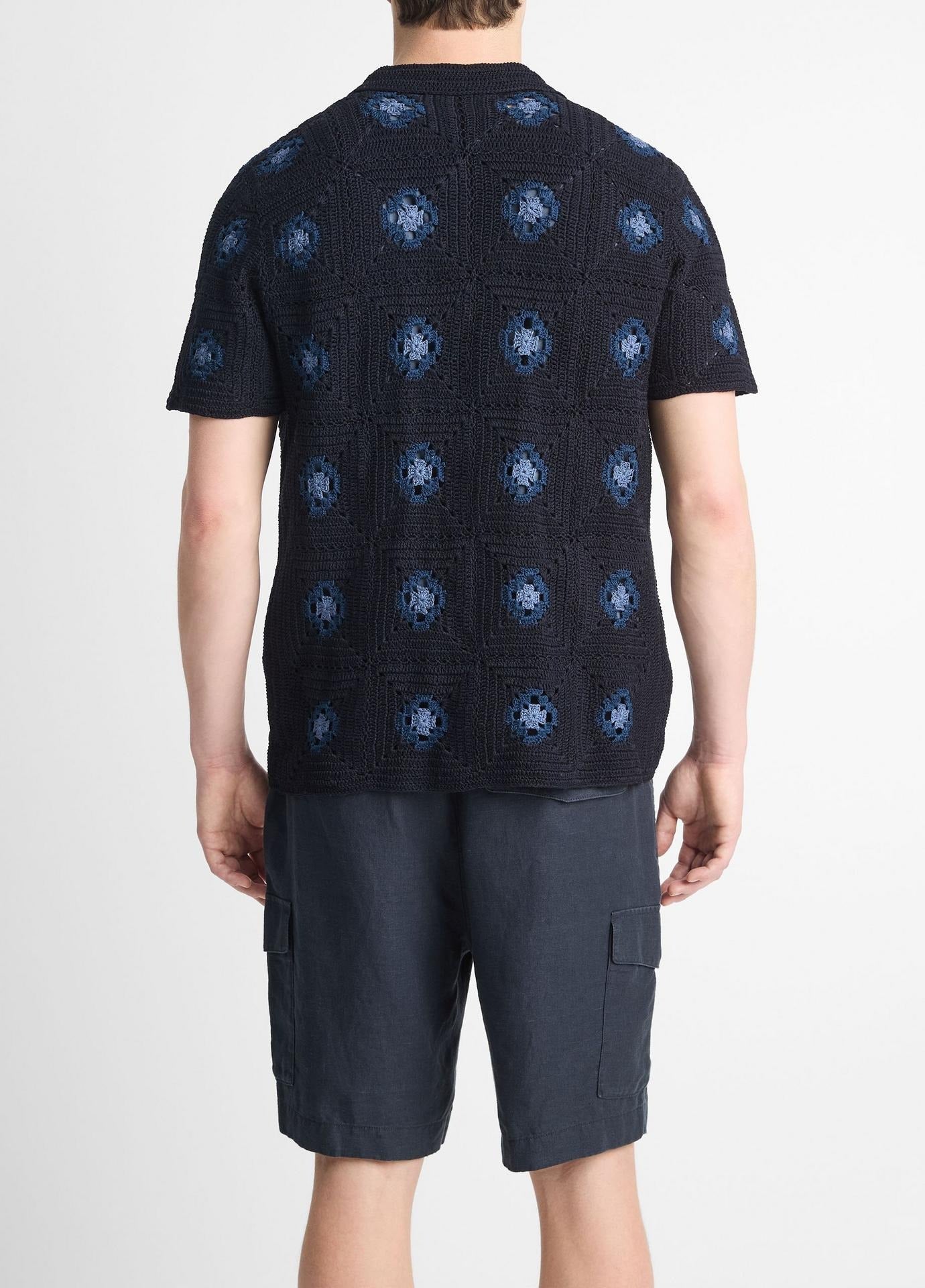 Vince Mens Regular fit Short Sleeve Button Sweater Shirt Small Collared Blue