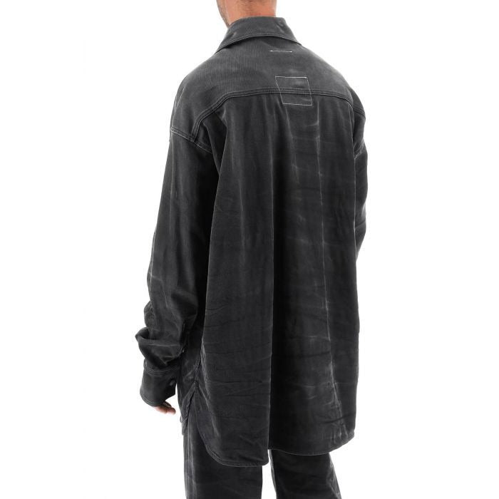 MM6 MAISON MARGIELA Mens Crinkle effect Denim Overshirt Jacket Small Grey ITALY