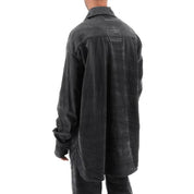 MM6 MAISON MARGIELA Mens Crinkle effect Denim Overshirt Jacket Medium Grey ITALY