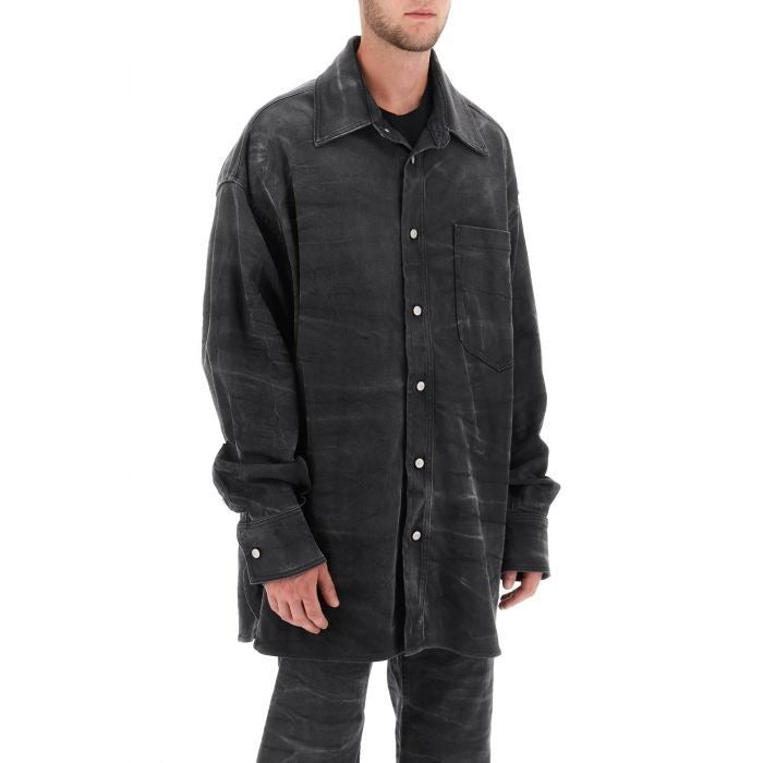 MM6 MAISON MARGIELA Mens Crinkle effect Denim Overshirt Jacket Large Grey ITALY