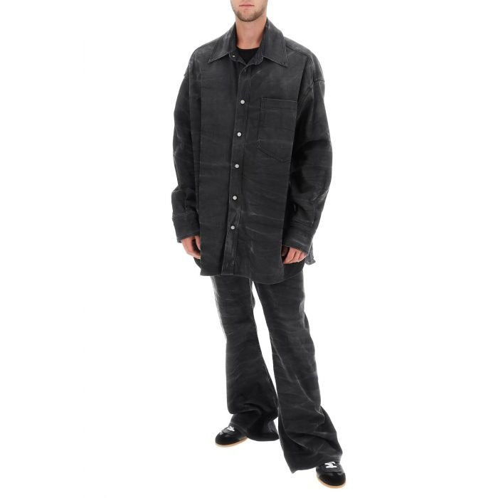MM6 MAISON MARGIELA Mens Crinkle effect Denim Overshirt Jacket Small Grey ITALY