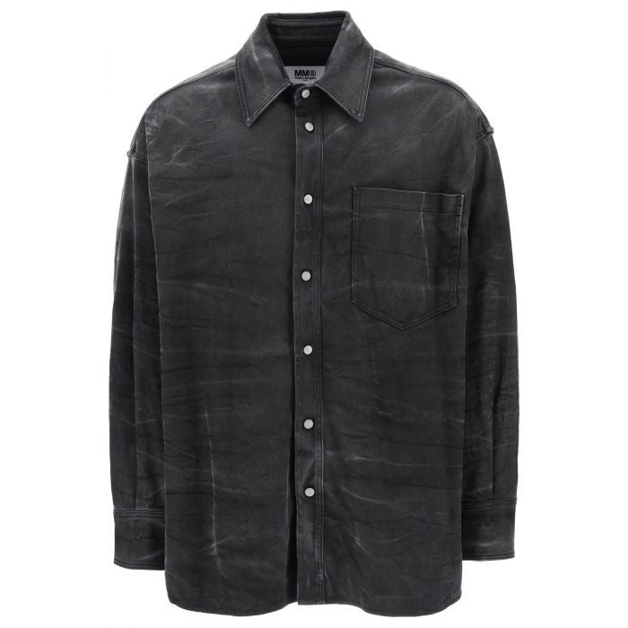 MM6 MAISON MARGIELA Mens Crinkle effect Denim Overshirt Jacket Small Grey ITALY