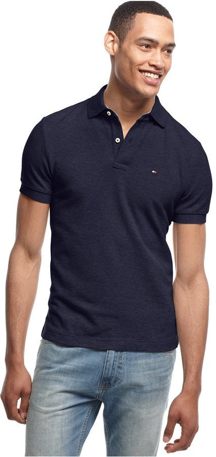 Tommy Hilfiger Men's Custom Fit Ivy Polo Short Sleeve Shirt Small Navy Blue