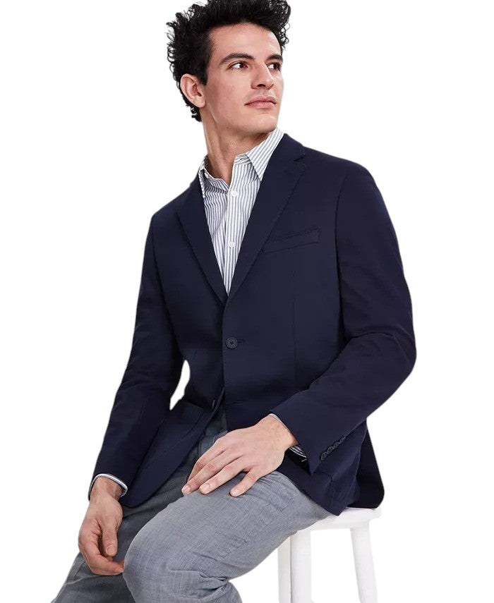 Calvin Klein Mens Slim fit Sport Coat Blazer 48 L Navy Blue Solid