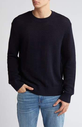 Frame Mens Regular fit Long Sleeve Crewneck Sweater Large Crew Neck Blue Solid