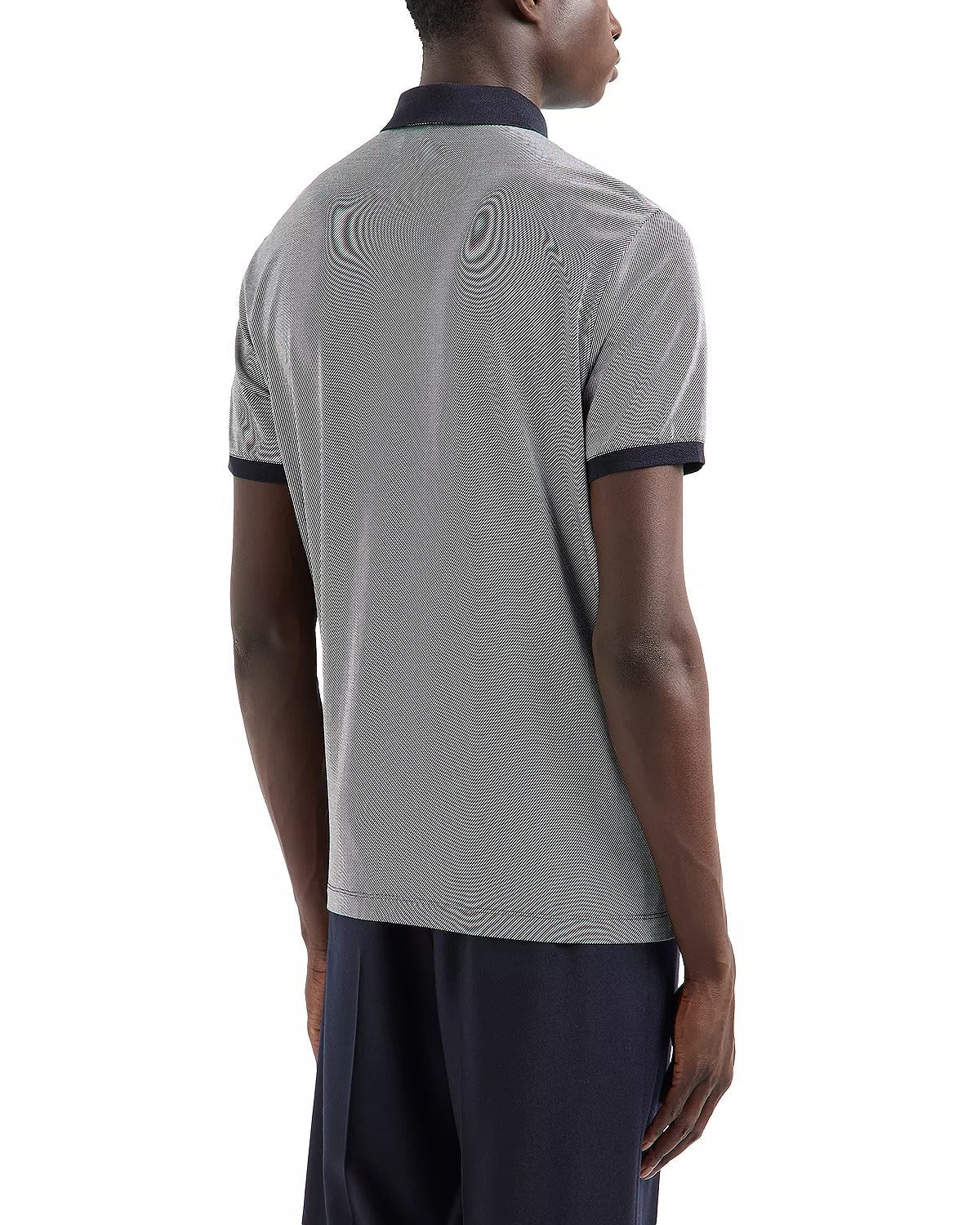 Emporio Armani Two Tone Micro Design Polo Shirt MEDIUM Navy Blue