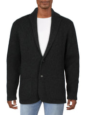 Polo Ralph Lauren Mens Wool Ribbed Knit Cardigan Sweater Medium Charcoal Grey