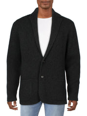 Polo Ralph Lauren Mens Wool Ribbed Knit Cardigan Sweater Large Charcoal Grey