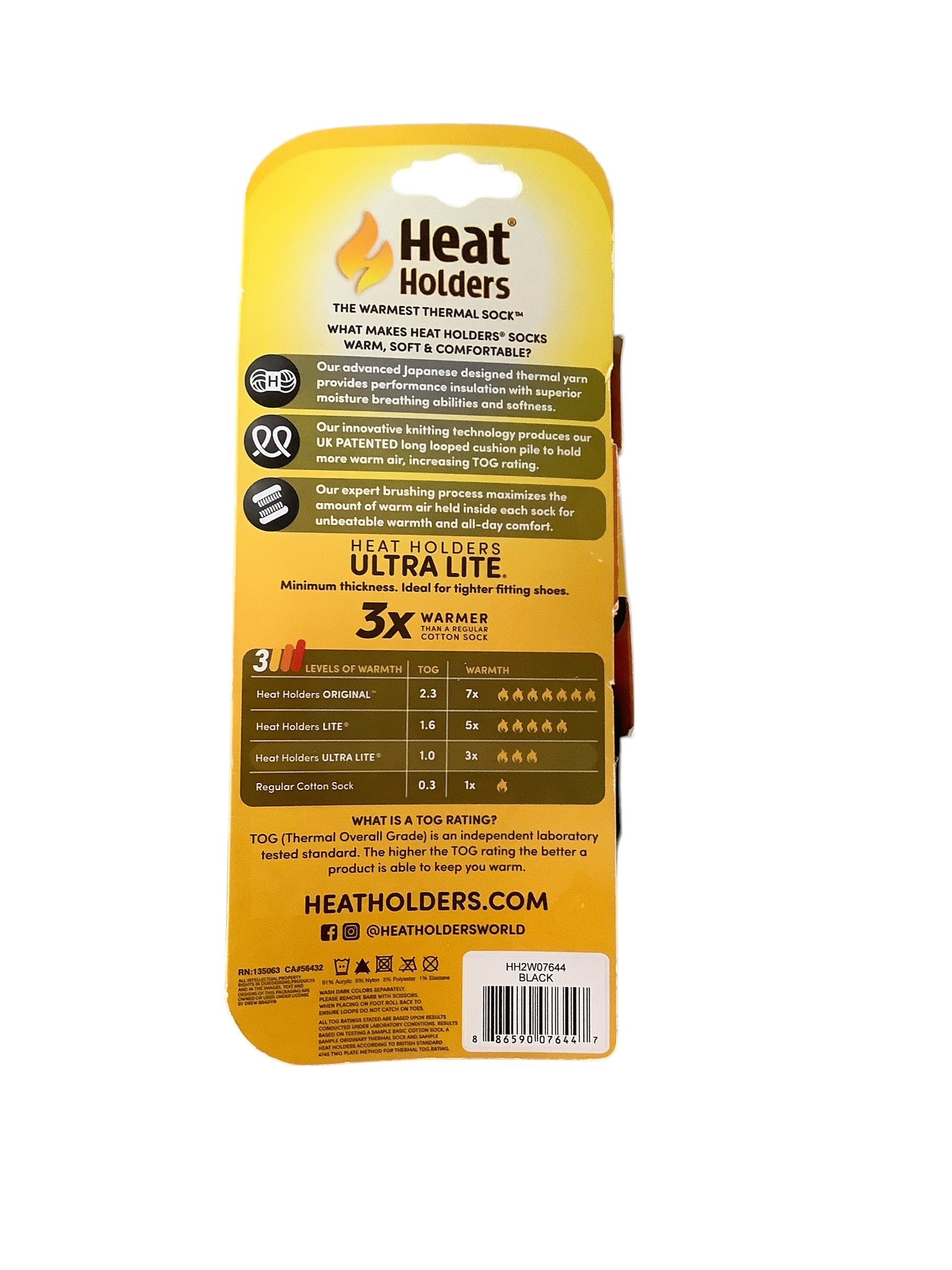 Heat Holders Womens Crew Socks 5-9 Black Thermal