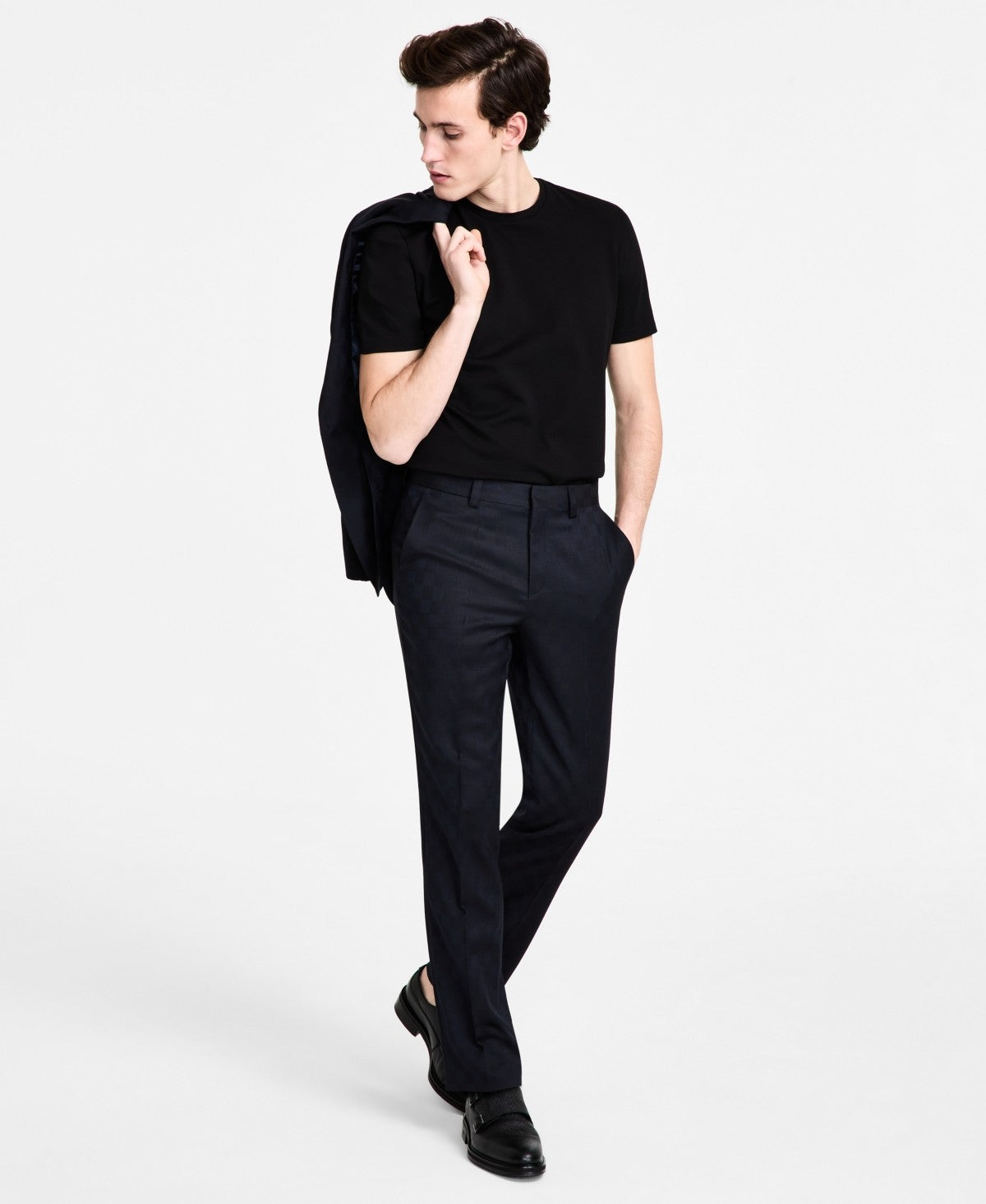Hugo Boss Mens Modern fit Dress Pants 32 / 32 Navy Blue Check