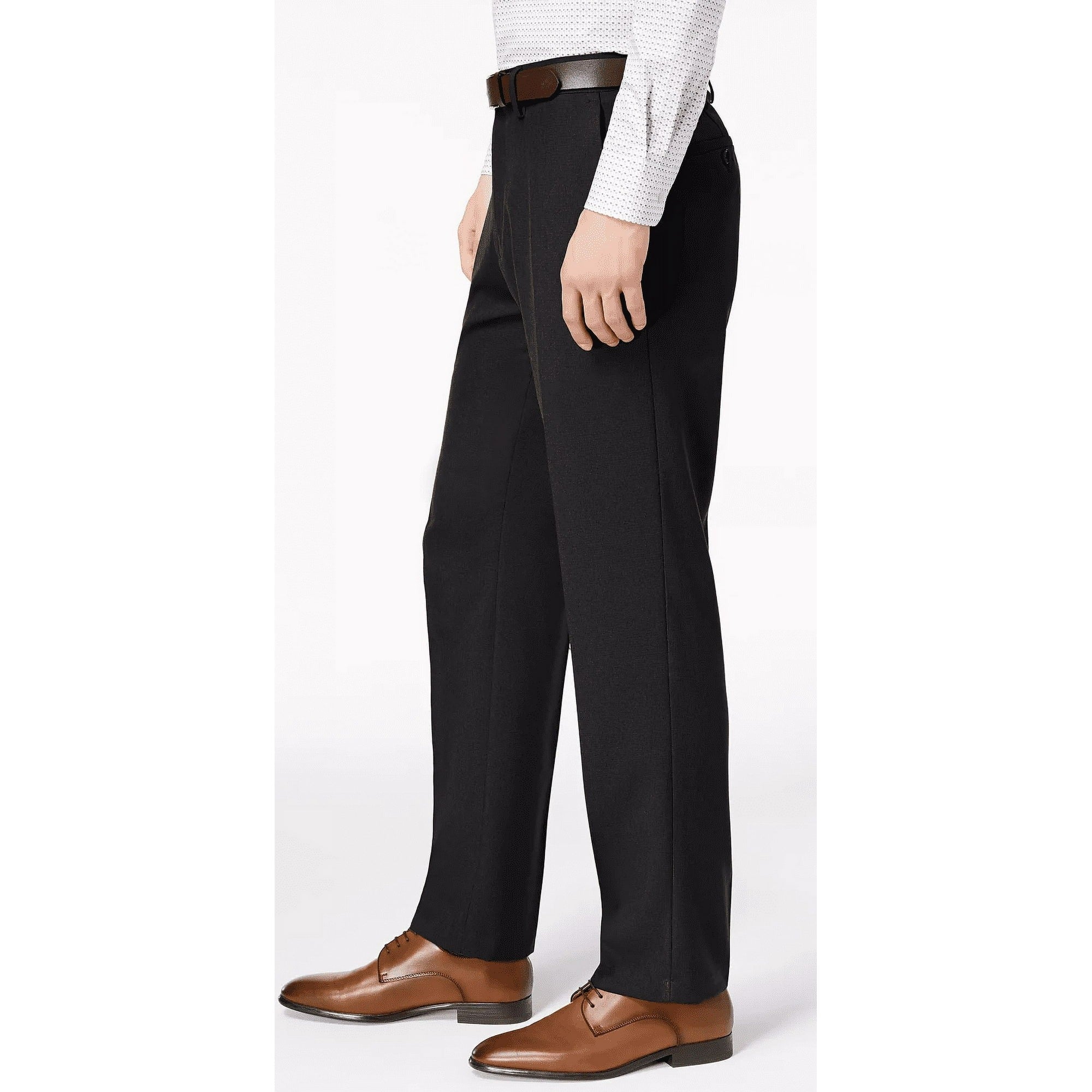 Kenneth Cole Mens Modern fit Dress Pants 33 / 30 Black Solid Stretch