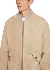 Ami Mens Suede Leather Bomber Jacket Medium Champagne Tan Ultra Soft