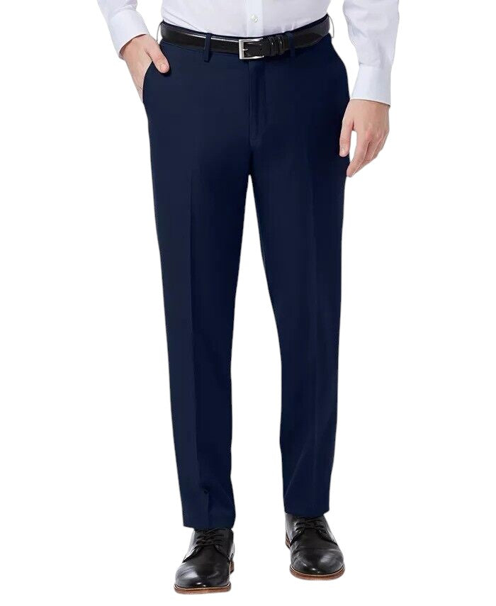 Haggar Mens Slim fit Dress Pants 29 / 32 Navy Blue Solid