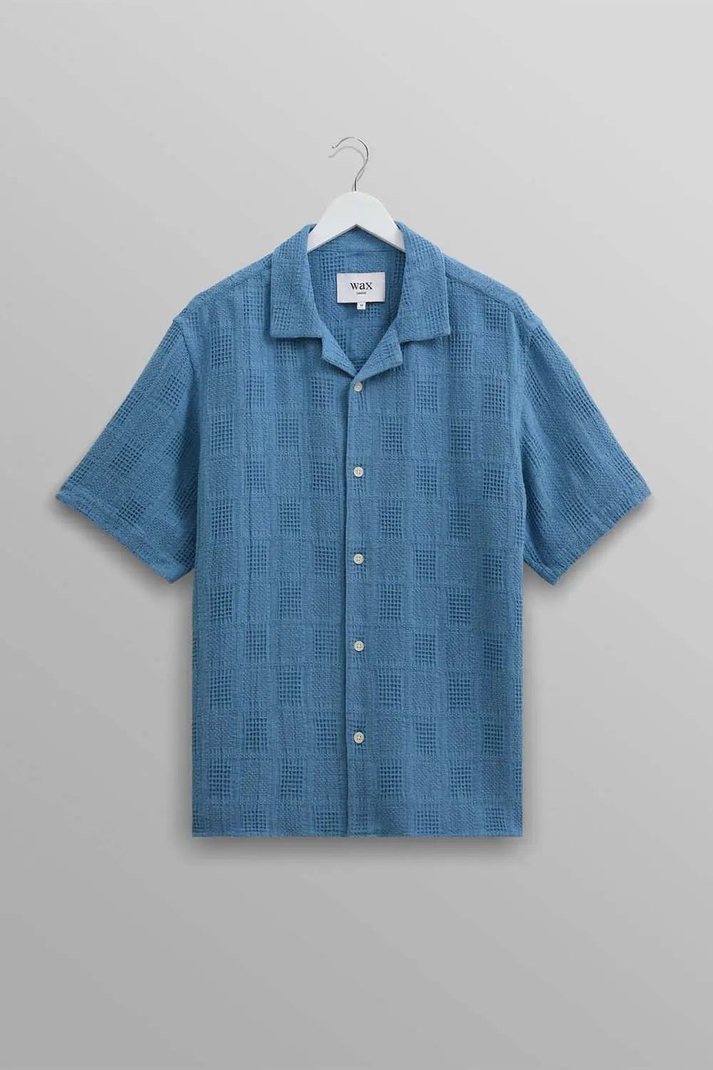 Wax London Mens Regular fit Short Sleeve Button-Up Shirt Medium Blue Solid