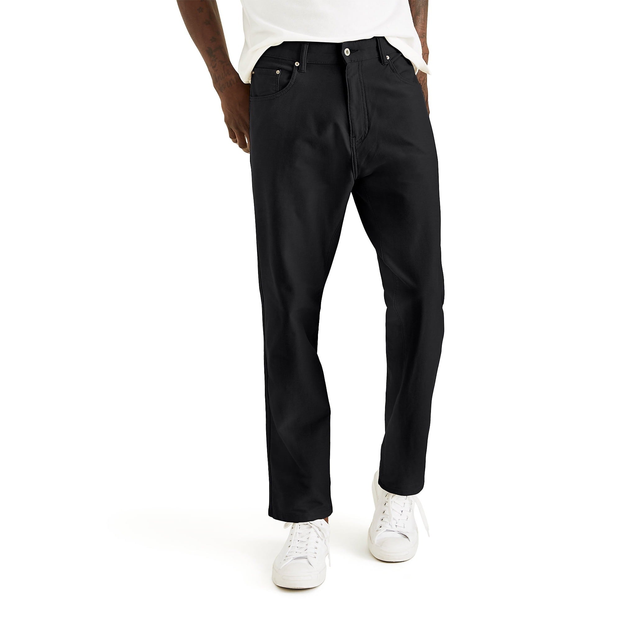 Dockers Men's Straight Fit Comfort Knit Jean Cut Pants Mineral Black 34 x 32