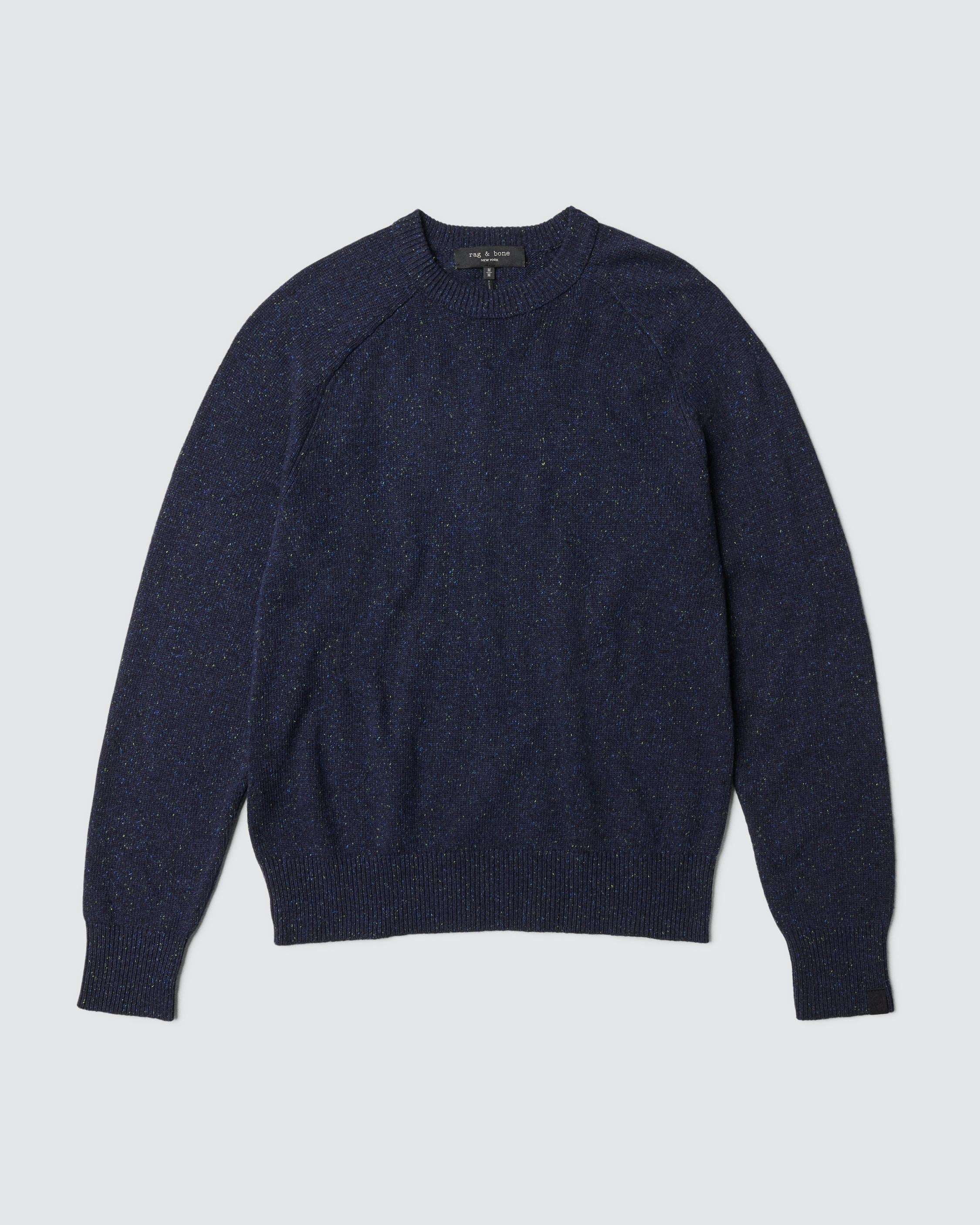 Rag & Bone Harlow Donegal Crewneck Sweater Large Navy Blue