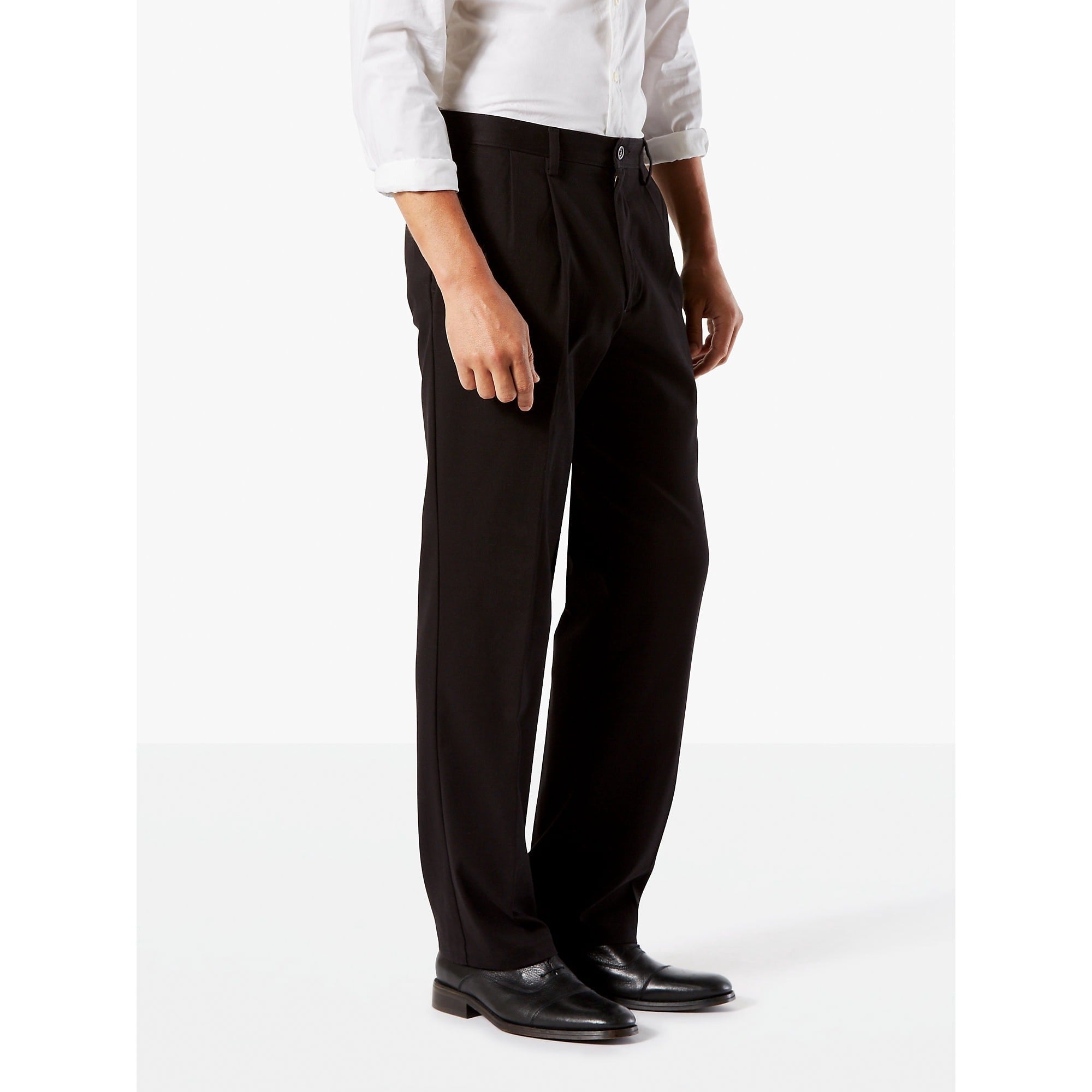 Dockers Mens Big Tall Easy Stretch Pleated Khaki Pants Black 44 x 32