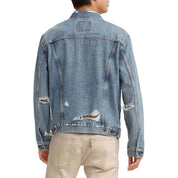 Levi's Mens Destroyed Denim Trucker Jacket Coat Blue Large